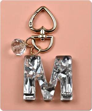 Initial Letter Keychain Bling Gifts for Women Girls Backpack Bag Charm Accessories Cute Heart Crystal wallet Car keyring
