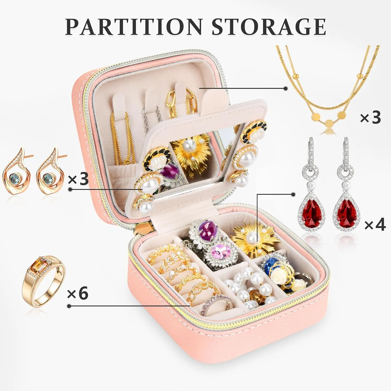 Initial Travel Jewelry Box Case Organizer, Teen Girls Gifts, Small Personalized Preppy Birthday Christmas Gifts for Girls Women Wife, Ring Necklace Earring Organizer Box, Pink S