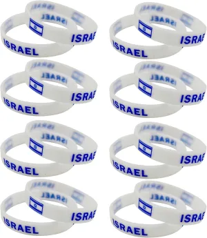 Israel Bracelets Silicone - Israel Flag Bracelet Bulk Pack, Unisex One Size Fits All - Solidarity Wristband Bangle for Men & Women, Israeli Wristbands