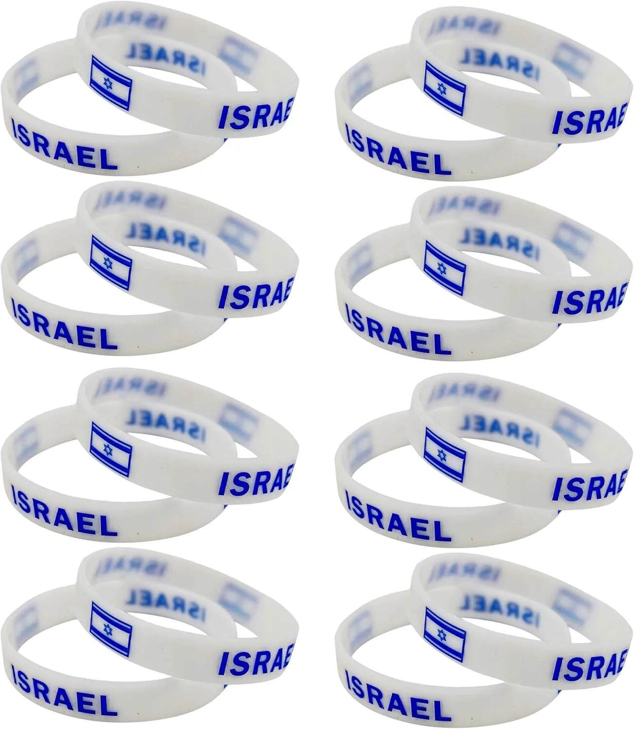 Israel Bracelets Silicone - Israel Flag Bracelet Bulk Pack, Unisex One Size Fits All - Solidarity Wristband Bangle for Men & Women, Israeli Wristbands