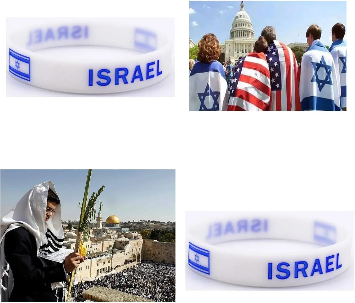 Israel Bracelets Silicone - Israel Flag Bracelet Bulk Pack, Unisex One Size Fits All - Solidarity Wristband Bangle for Men & Women, Israeli Wristbands