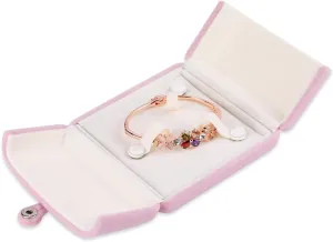 iSuperb Pink Velvet Bracelet Box Jewelry Gift Box Earrings Display Storage Case for Christmas Engagement Proposal Anniversary (Bracelets Box)