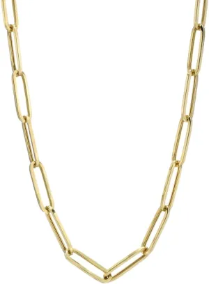 Italian 14K Solid Yellow Gold Paperclip Chain Necklace for Men & Women with Lobster Claw Clasp Italian 14K Real Gold Jewelry (3MM & 4MM)