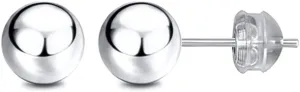 JADENOVA 925 Sterling Silver Earrings Silver Studs Ball Earrings for Women (10mm, 1 Pair)