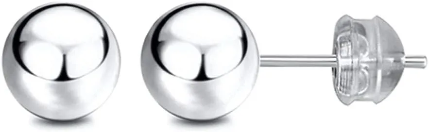 JADENOVA 925 Sterling Silver Earrings Silver Studs Ball Earrings for Women (10mm, 1 Pair)