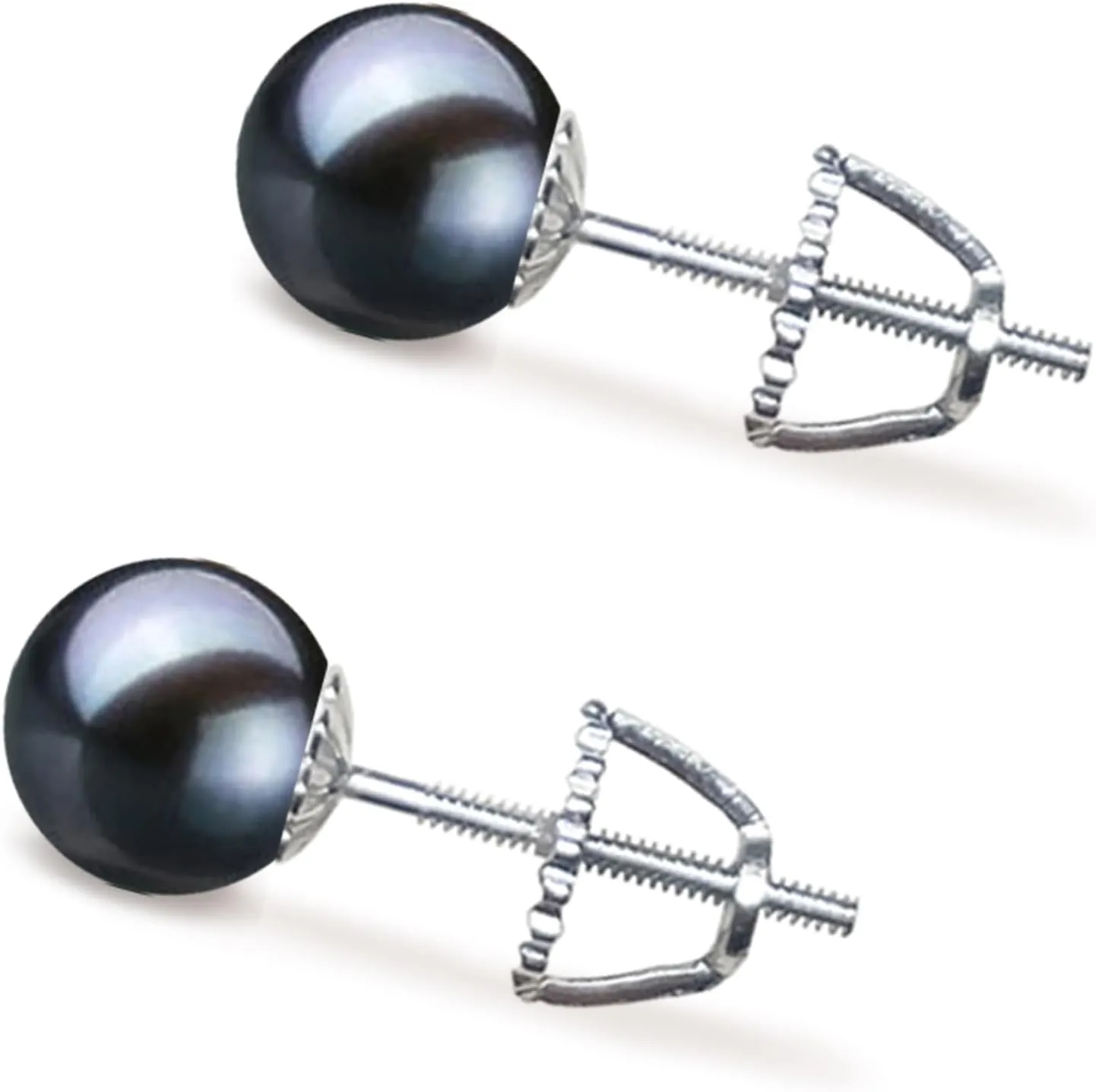 Japanese Akoya Cultured Pearl Earrings Stud AAA Graded 5-10mm Black Stud Earrings for Women with Sterling Silver Settings and Jewelry Gift Box - Orien Jewelry