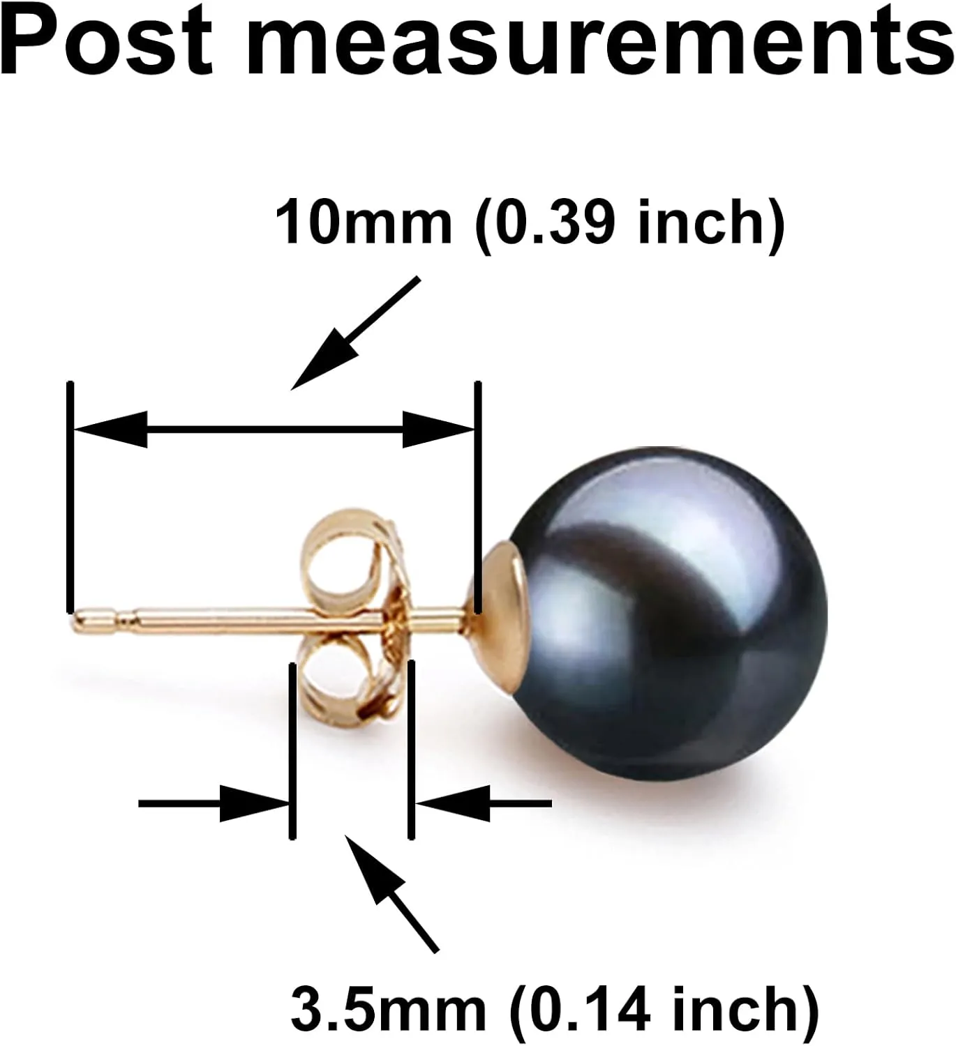 Japanese Akoya Cultured Pearl Earrings Stud AAAA Graded 4-10mm Black Stud Earrings for Women with 14K Gold Settings and Jewelry Gift Box - Orien Jewelry