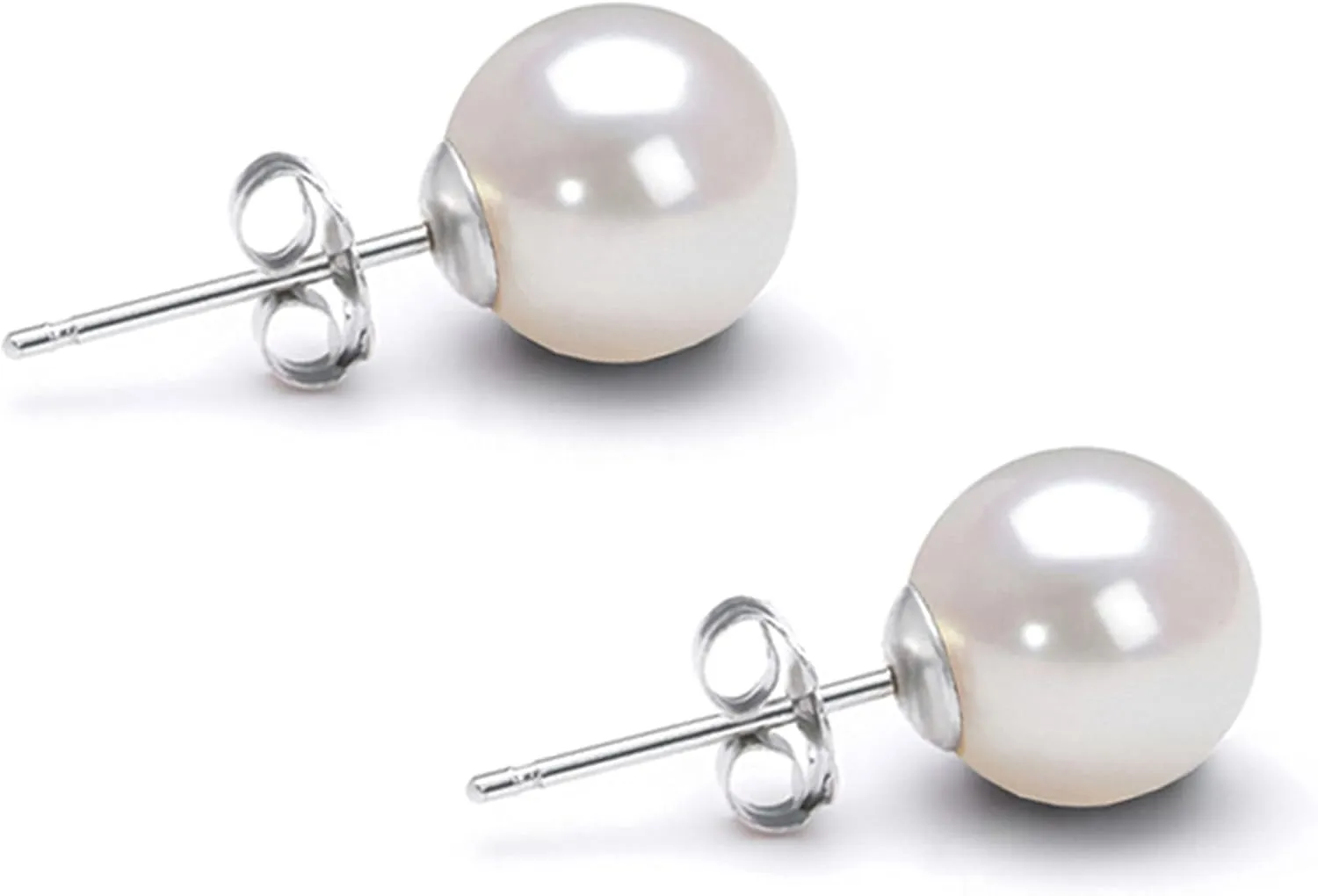 Japanese Akoya Cultured Pearl Earrings Stud AAAA Graded 5-10mm White Stud Earrings for Women with 14K Gold Settings and Jewelry Gift Box - Orien Jewelry
