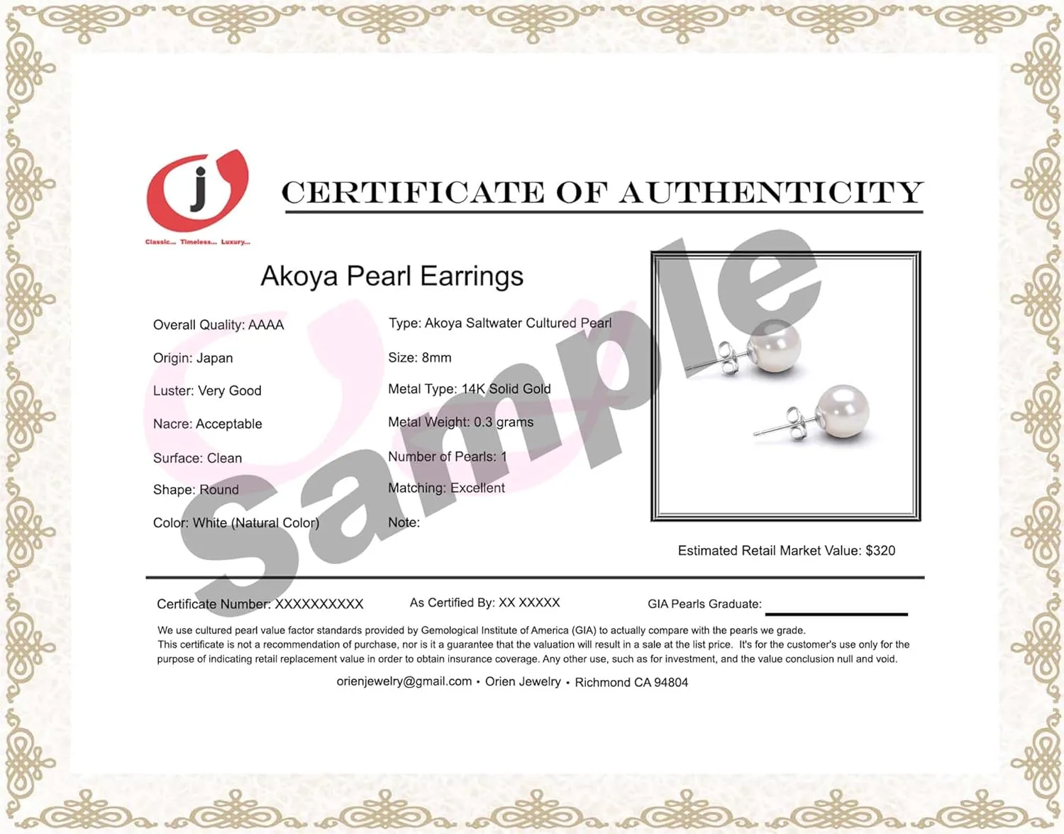 Japanese Akoya Cultured Pearl Earrings Stud AAAA Graded 5-10mm White Stud Earrings for Women with 14K Gold Settings and Jewelry Gift Box - Orien Jewelry