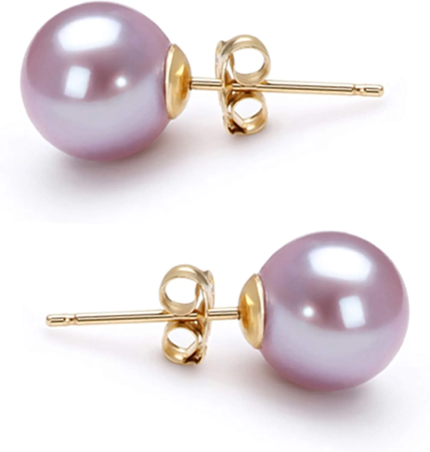 Japanese Freshwater Cultured Pearl Earrings Stud AAA Graded 5-10mm Lavender Stud Earrings for Women with Sterling Silver Settings and Jewelry Gift Box - Orien Jewelry