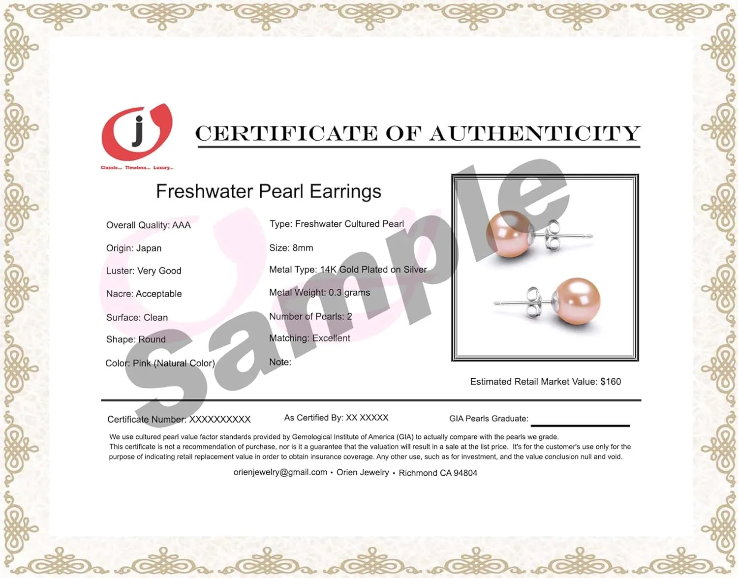 Japanese Freshwater Cultured Pearl Earrings Stud AAA Graded 5-10mm Pink Stud Earrings for Women with Sterling Silver Settings and Jewelry Gift Box - Orien Jewelry