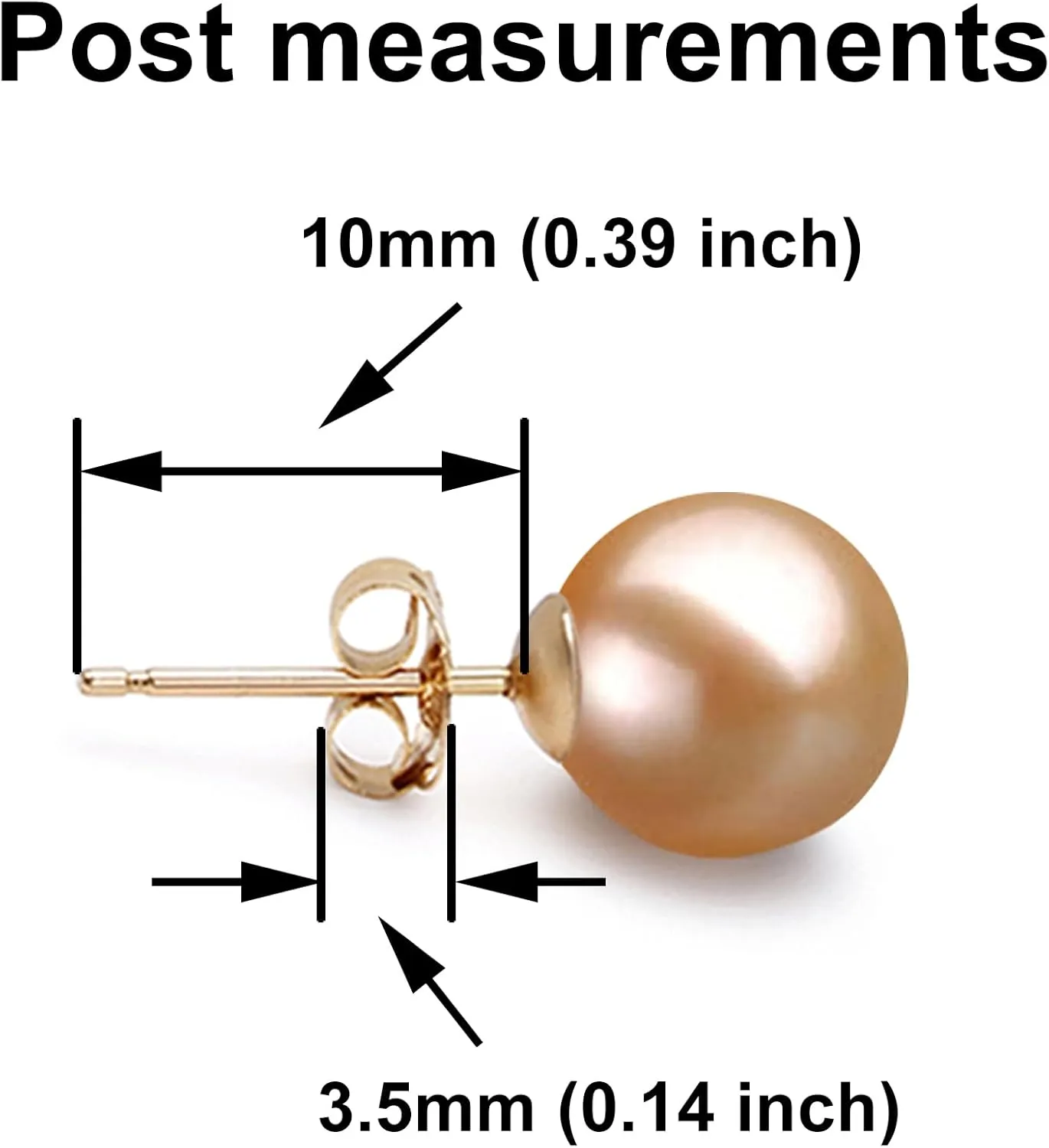 Japanese Freshwater Cultured Pearl Earrings Stud AAAA Graded 5-10mm Pink Stud Earrings for Women with 14K Gold Settings and Jewelry Gift Box - Orien Jewelry