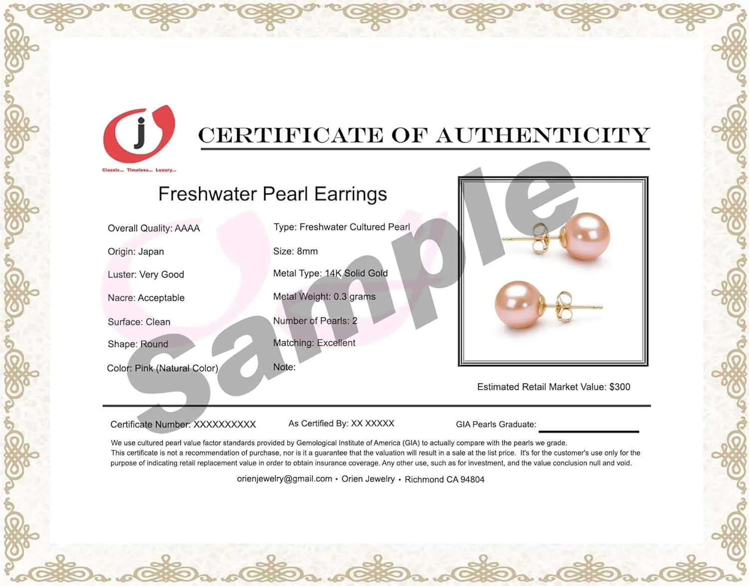 Japanese Freshwater Cultured Pearl Earrings Stud AAAA Graded 5-10mm Pink Stud Earrings for Women with 14K Gold Settings and Jewelry Gift Box - Orien Jewelry