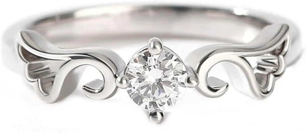 Jeulia Angel Wings Round Cut Engraved Sterling Silver Ring Engagement Cubic Zirconia Couple ring Diamond Wedding Bands for Women Men Anniversary Bridal Promise Rings