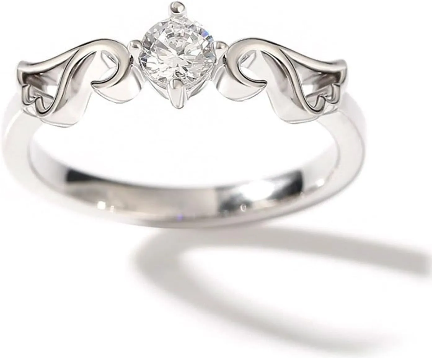 Jeulia Angel Wings Round Cut Engraved Sterling Silver Ring Engagement Cubic Zirconia Couple ring Diamond Wedding Bands for Women Men Anniversary Bridal Promise Rings