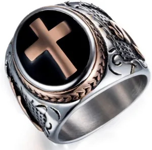 Jewelry Silver Stainless Steel Christian Holy Cross Ring for Men's Rings