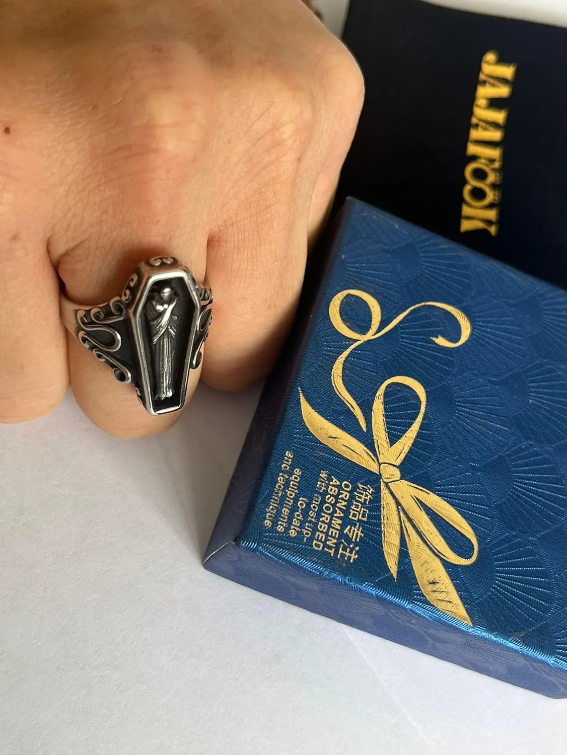 Jewelry Titanium Steel Vampire Coffin Cross Ring For Men's Rings