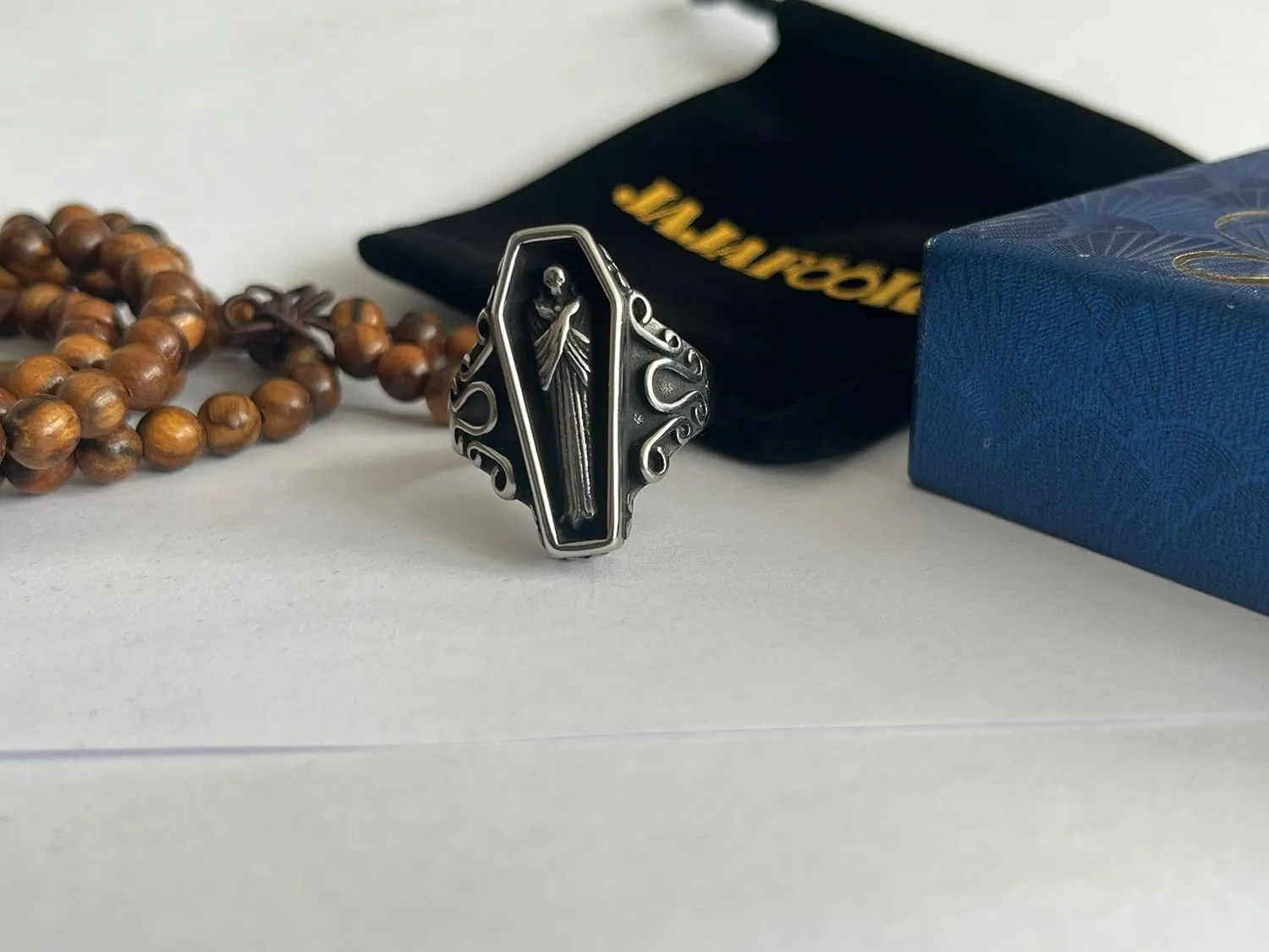Jewelry Titanium Steel Vampire Coffin Cross Ring For Men's Rings