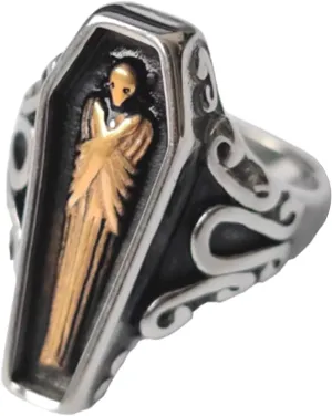 Jewelry Titanium Steel Vampire Coffin Cross Ring For Men's Rings