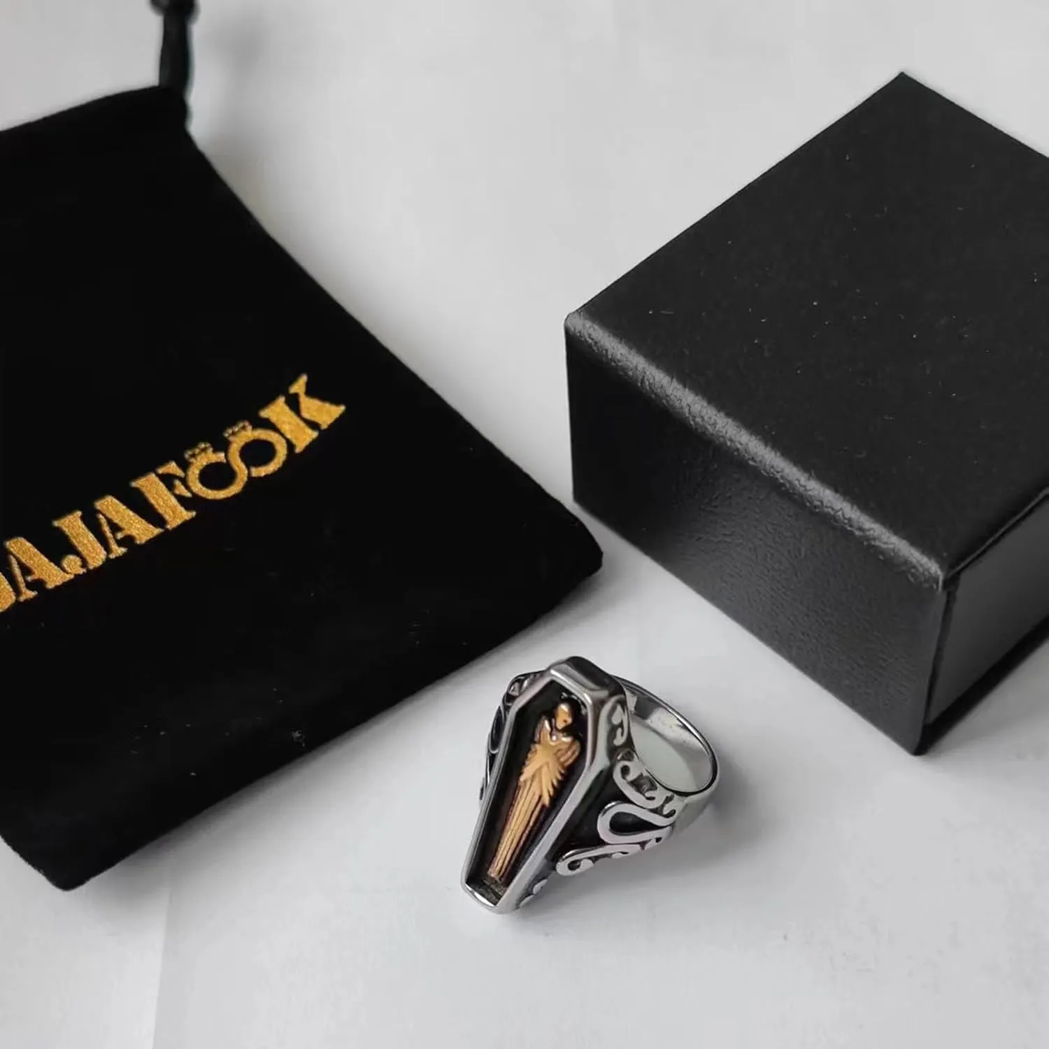Jewelry Titanium Steel Vampire Coffin Cross Ring For Men's Rings