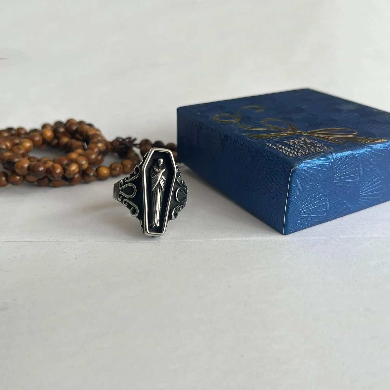 Jewelry Titanium Steel Vampire Coffin Cross Ring For Men's Rings