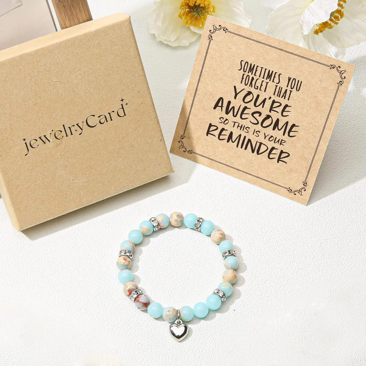 jewelrycard Gifts for Women Teen Girls, Sometimes You Forget You're Awesome Bracelets, Birthday Graduation Gifts for Her, Daughter, Mom, Sister, Friends