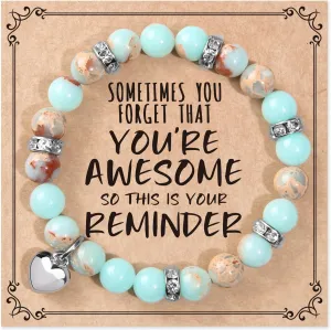 jewelrycard Gifts for Women Teen Girls, Sometimes You Forget You're Awesome Bracelets, Birthday Graduation Gifts for Her, Daughter, Mom, Sister, Friends