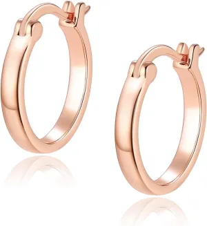 Jewlpire 14K Gold Hoop Earrings with 925 Sterling Silver Post Hypoallergenic Lightweight Small Hoop Earrings for Women 15mm 20mm Huggie Earrings
