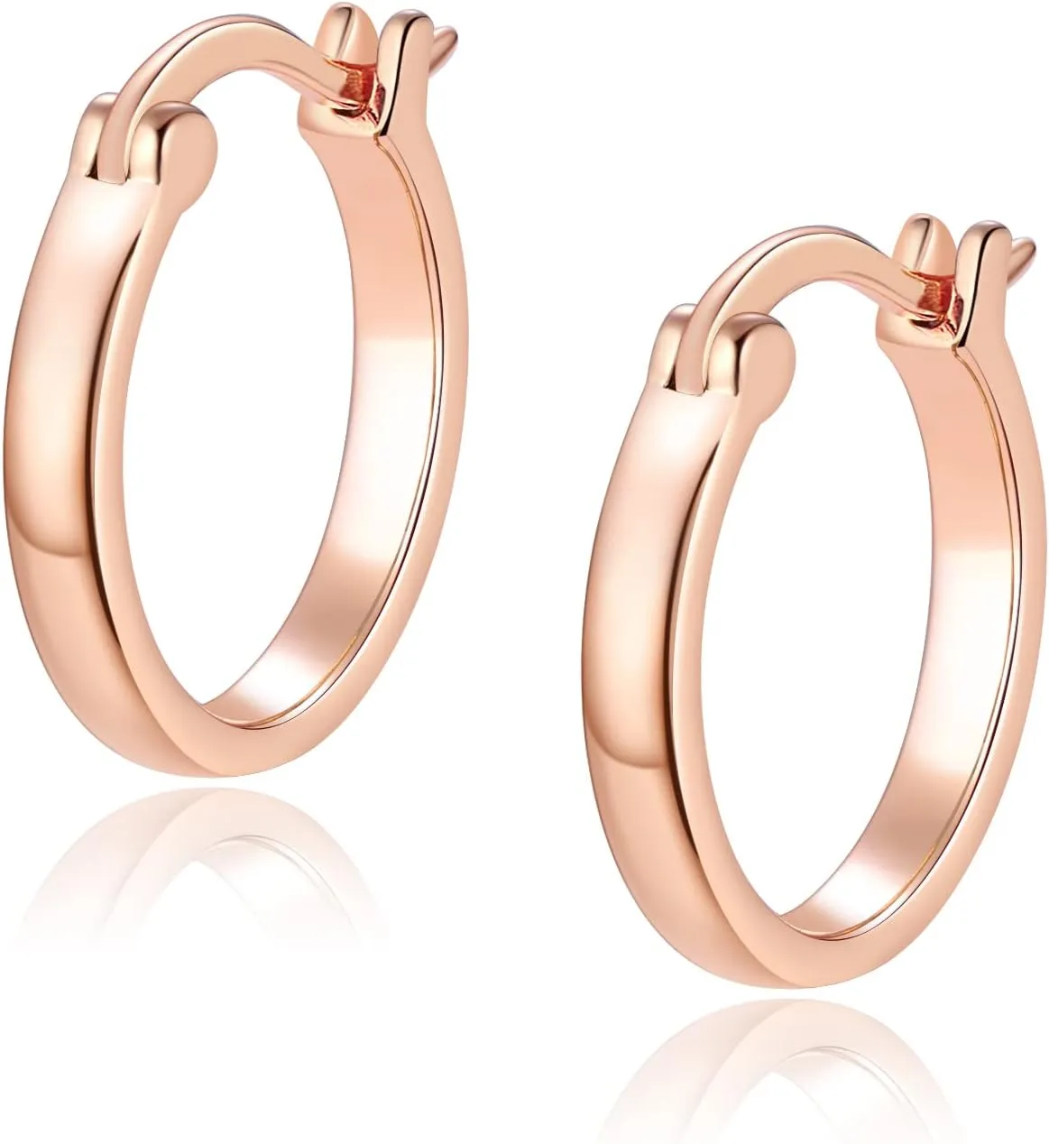 Jewlpire 14K Gold Hoop Earrings with 925 Sterling Silver Post Hypoallergenic Lightweight Small Hoop Earrings for Women 15mm 20mm Huggie Earrings