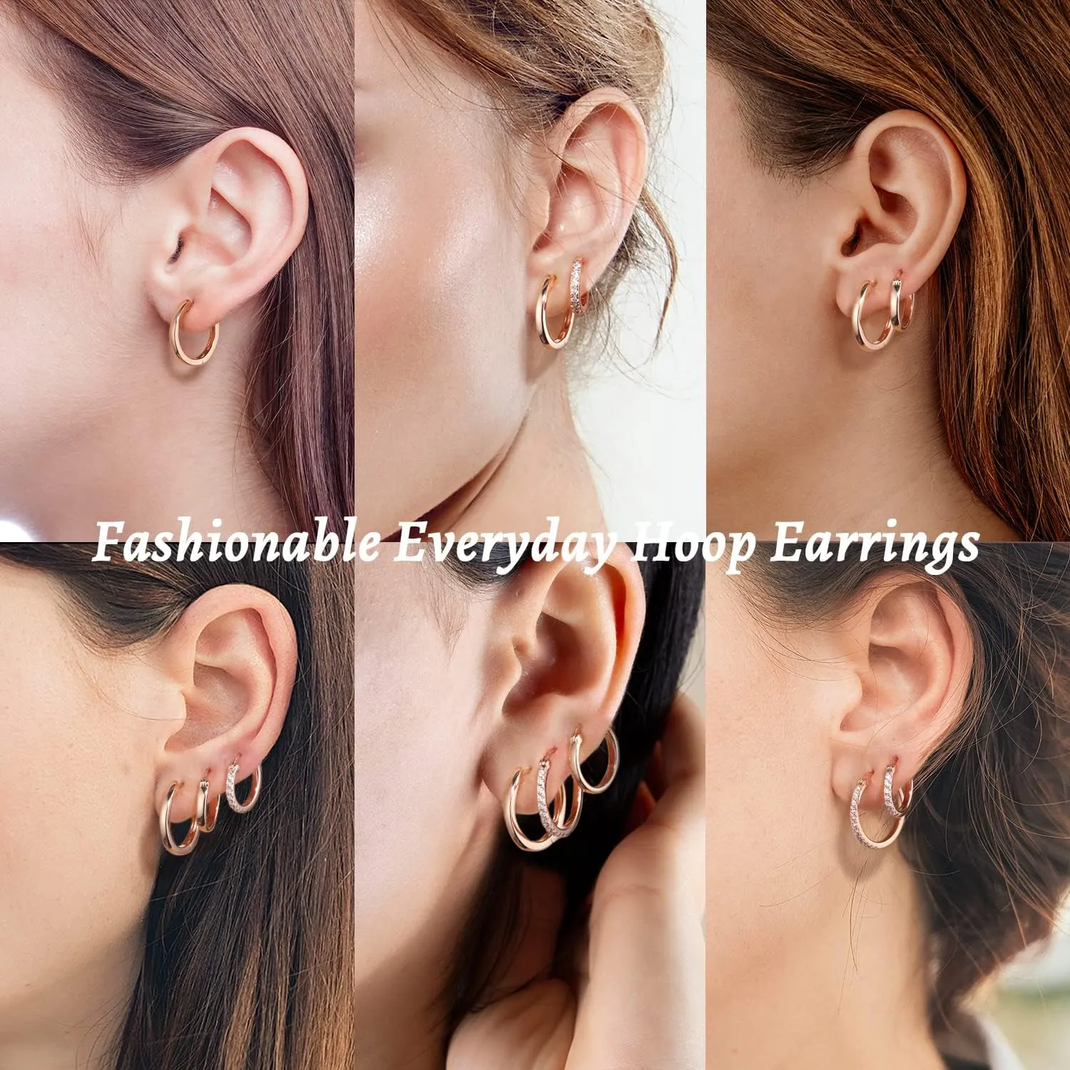 Jewlpire 14K Gold Hoop Earrings with 925 Sterling Silver Post Hypoallergenic Lightweight Small Hoop Earrings for Women 15mm 20mm Huggie Earrings