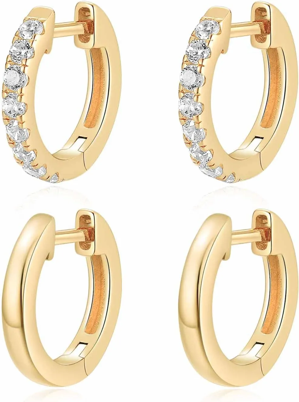 Jewlpire Gold Hoop Earrings for Women, 20mm 14K Gold Hoop Earrings Set Lightweight Small Hoop Earrings Huggie Earrings