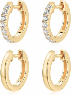 Jewlpire Gold Hoop Earrings for Women, 20mm 14K Gold Hoop Earrings Set Lightweight Small Hoop Earrings Huggie Earrings