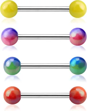 Jewseen 4Pcs Tongue Rings for Women 14g Tongue Piercing Jewelry Surgical Steel Tongue Piercing Tongue Barbells Nipple Rings Nipple Piercing Jewelry
