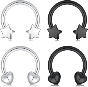 JFORYOU 16G Septum Rings Heart Star Dragon Claws Horseshoe Cartilage Earring Hoop 316L Stainless Steel Helix Daith Earring Nose Septum Ring Piercing Jewelry for Women and Men