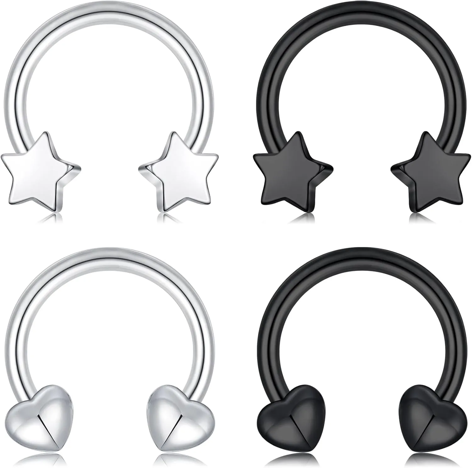 JFORYOU 16G Septum Rings Heart Star Dragon Claws Horseshoe Cartilage Earring Hoop 316L Stainless Steel Helix Daith Earring Nose Septum Ring Piercing Jewelry for Women and Men