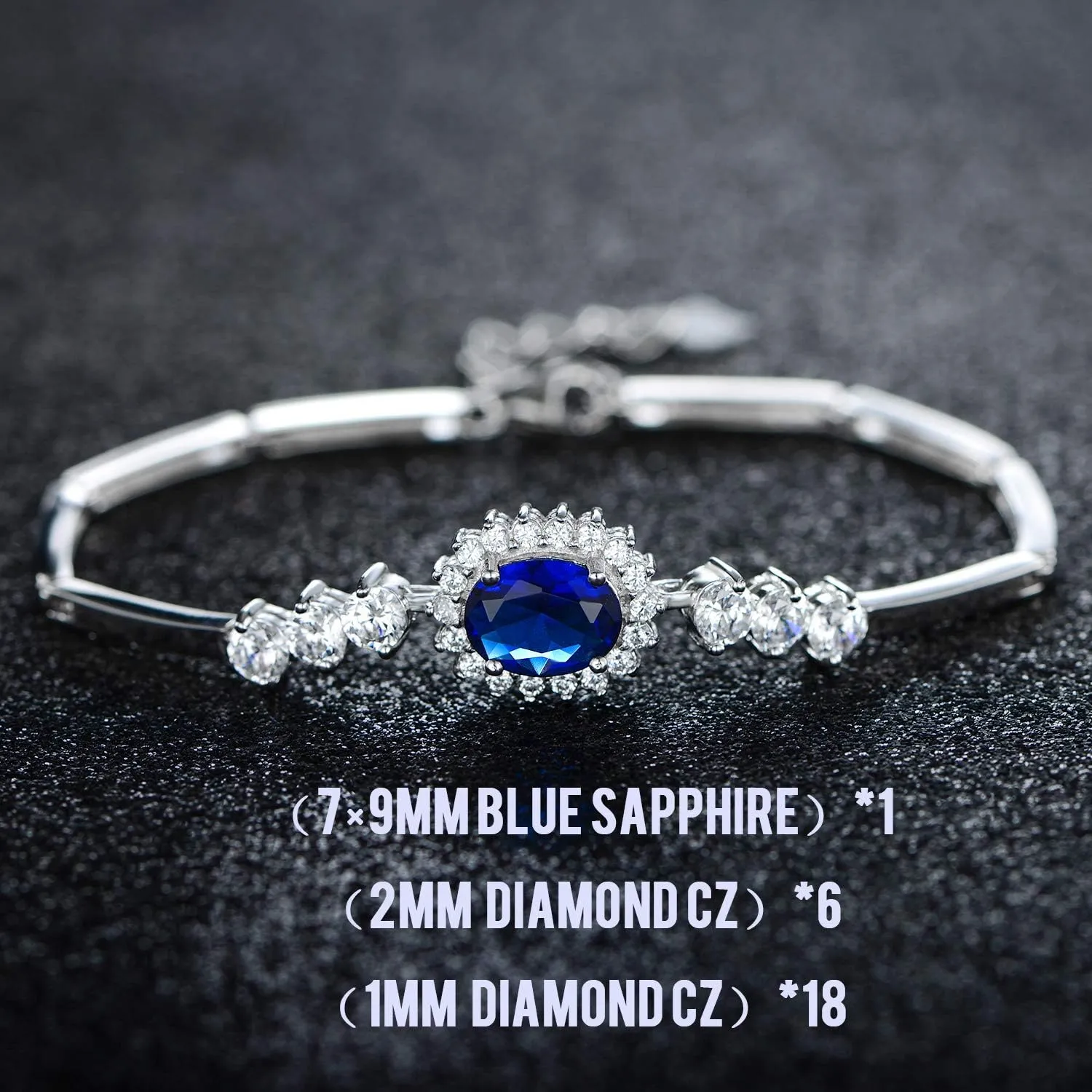 JIANGXIN Princess Diana Royal Engagement Style Birthstone 925 Sterling Silver Bracelets 16 4cm Platinum Plated Fine Jewelry for Women