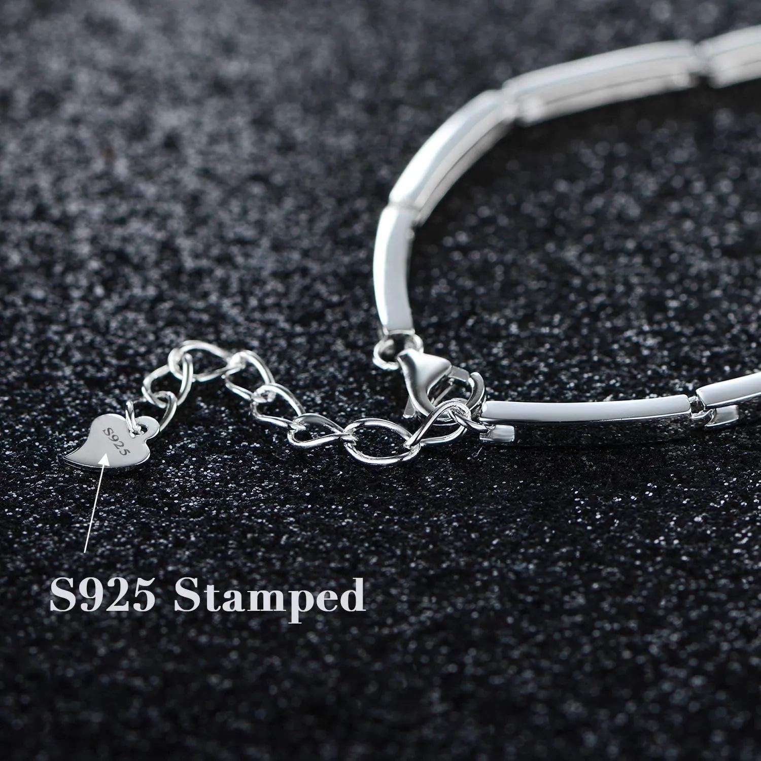 JIANGXIN Princess Diana Royal Engagement Style Birthstone 925 Sterling Silver Bracelets 16 4cm Platinum Plated Fine Jewelry for Women