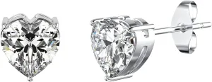 JINAO Moissanite Heart Stud Earrings S925 Sterling Silver Post 14K Gold Plated 0.2ct-2ct D Color Dainty Heart Cut Lab Diamond Hypoallergenic Earrings for Women With Certificate