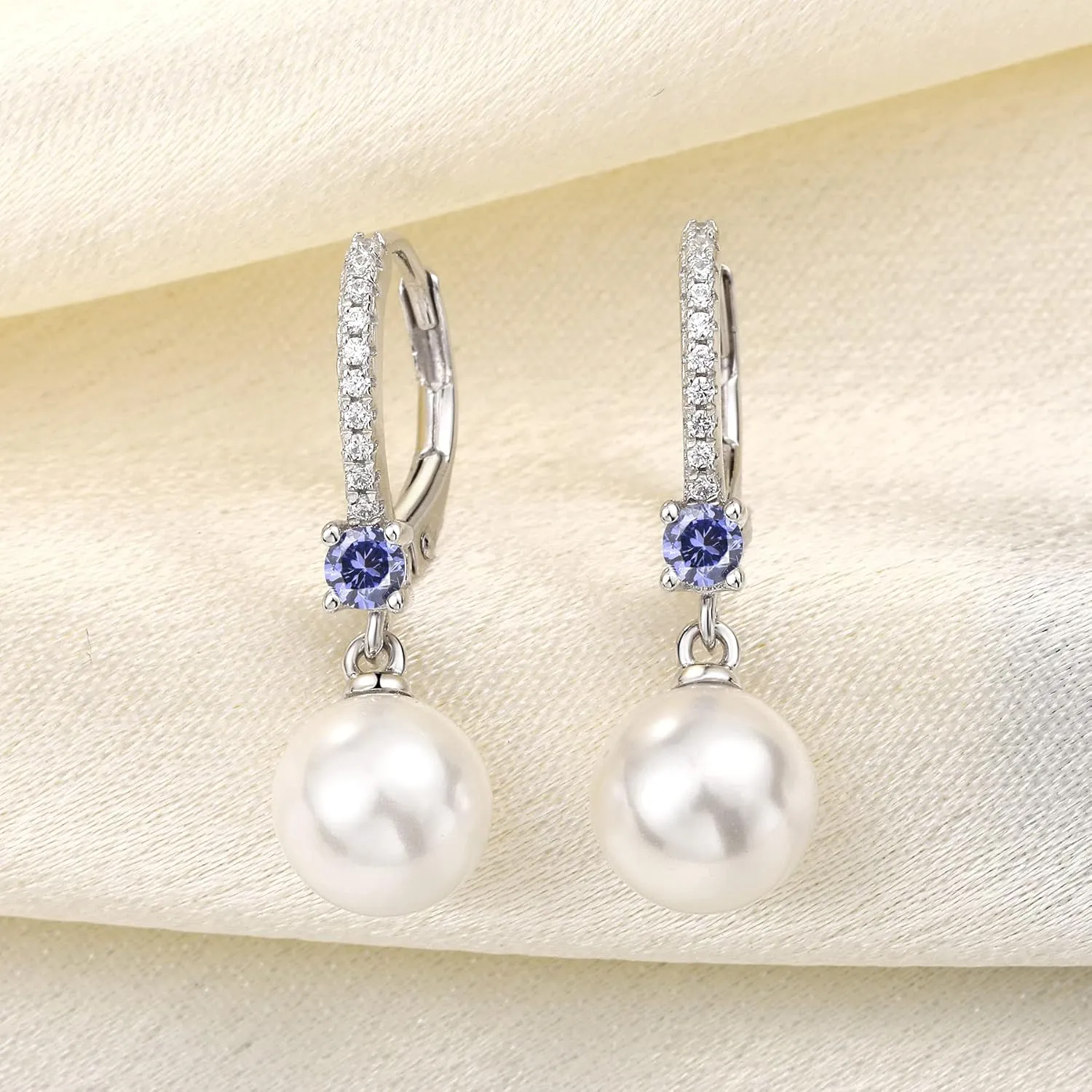 JO WISDOM 925 Sterling Silver Freshwater Pearl Hoop Earrings with Dangle Real Pearl,Simulated Pearls