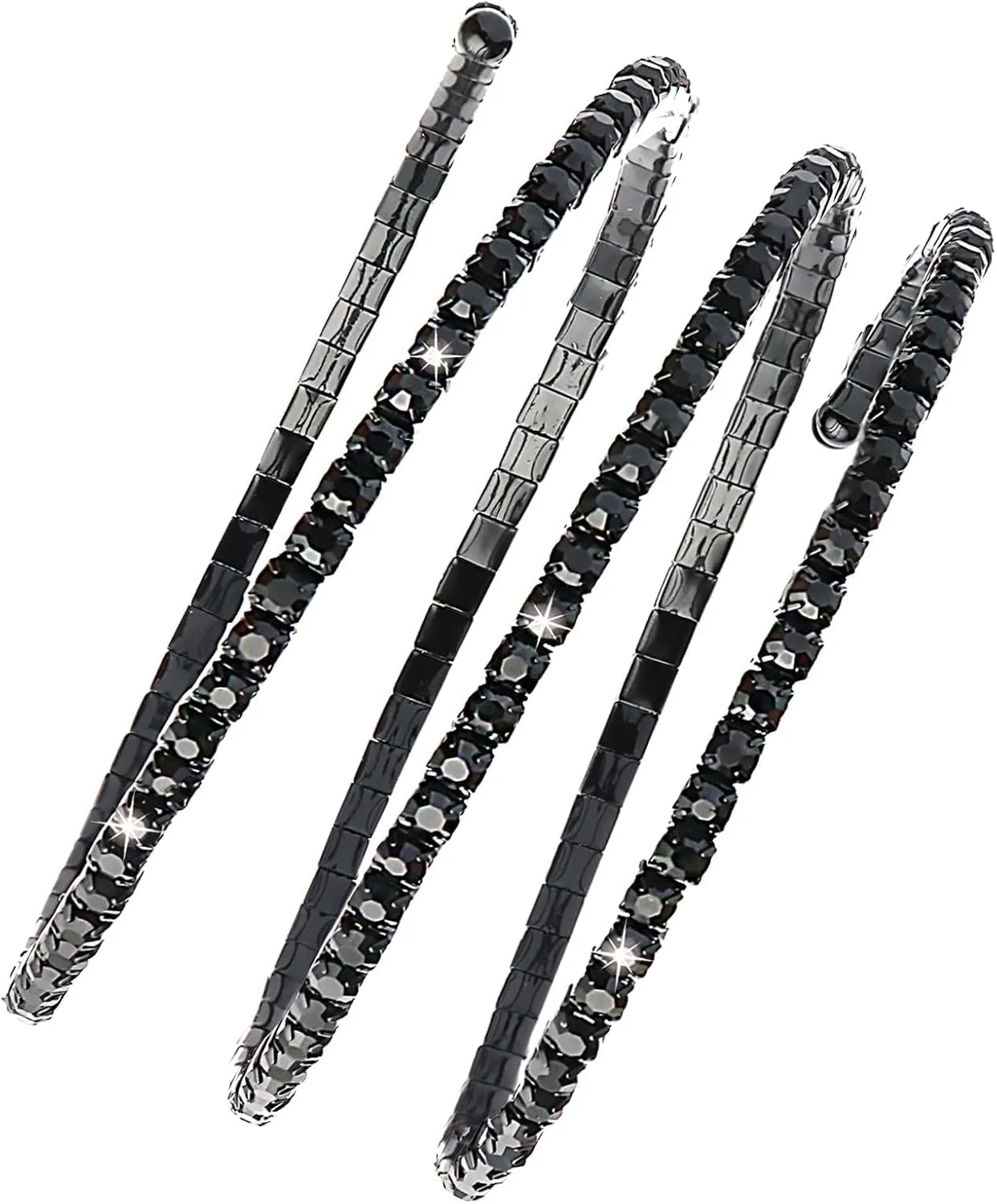 Jojomina Black Bracelets for Women Rhinestone Arm Cuff Bracelet Jewelry for Upper Arm for Prom Pageant Party Wedding