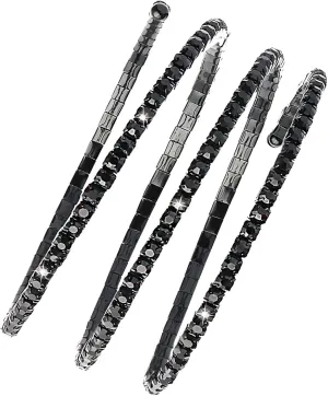 Jojomina Black Bracelets for Women Rhinestone Arm Cuff Bracelet Jewelry for Upper Arm for Prom Pageant Party Wedding
