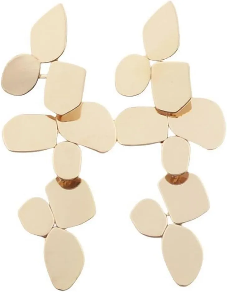 JOYAGIFT Gold Irregular Metal Leaf Earrings Silver Geometric Patchwork Droop Dangle Earrings Tassel Earrings for Women Jewelry Gift