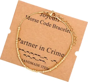 JoycuFF Morse Code Bracelets for Women Gifts for Her Mom Daughter Sister Best Friend Funny Inspirational Jewelry Adjustable Silk Beaded Wrap Bracelet