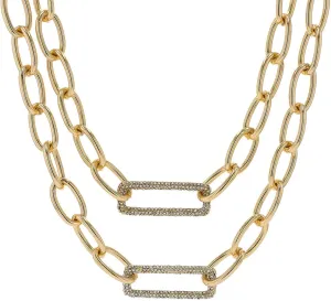 JTV Trendy Layered White Crystal Gold Tone Necklace for Women