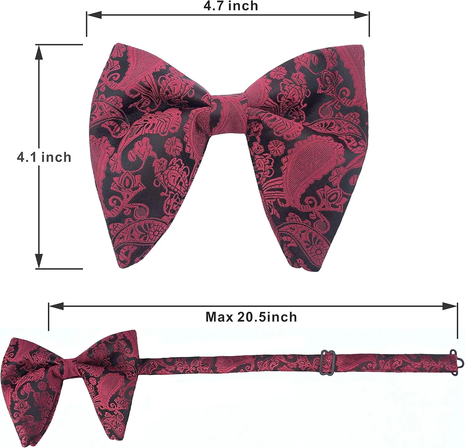 Justar Mens Pre-Tied Paisley Bowtie Oversized Tuxedo Bow Tie Hankie Cufflinks Set