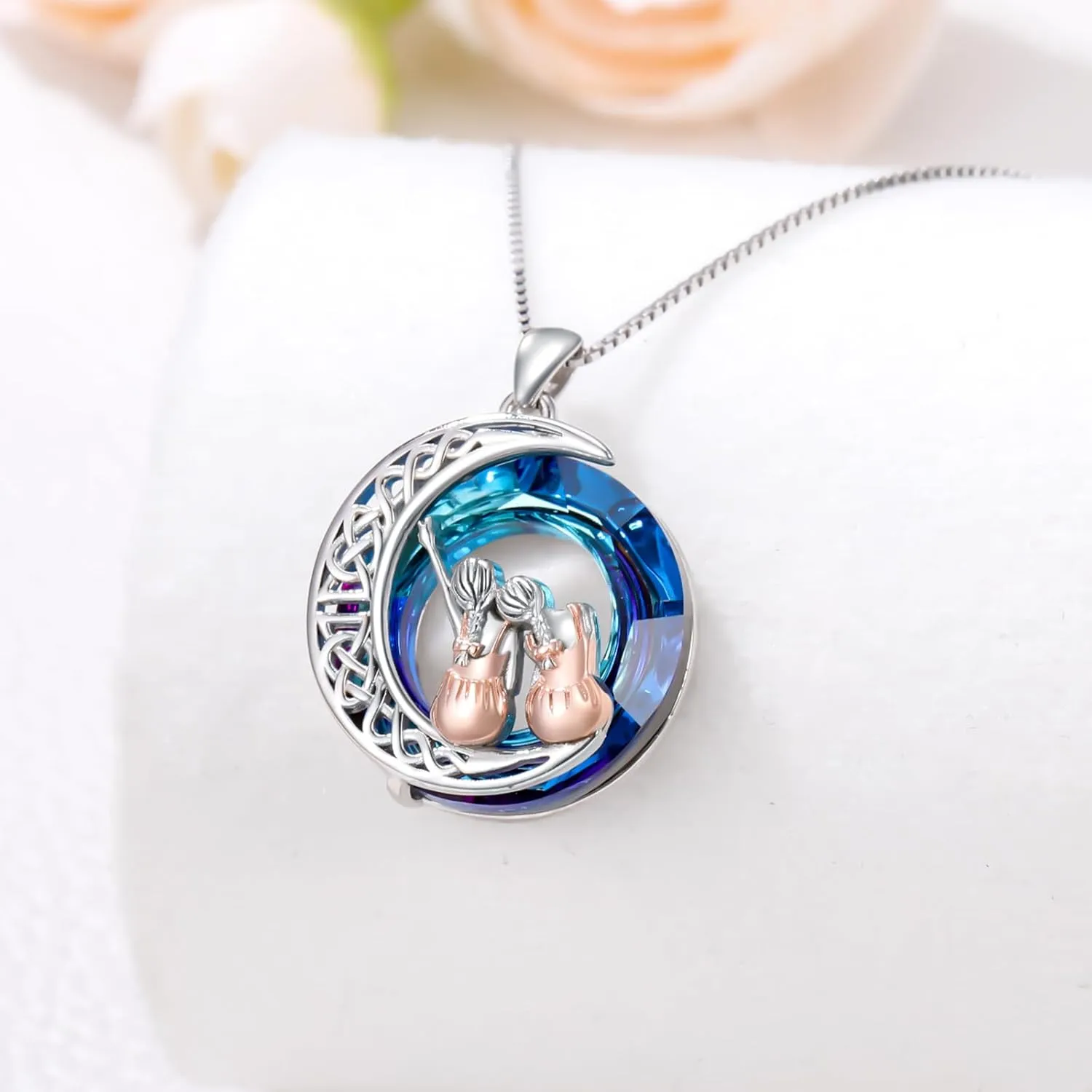 JUSTKIDSTOY Sisters Birthday Gifts from Sister Sterling Silver Sisters Crystal Pendant Jewelry for Women Friends