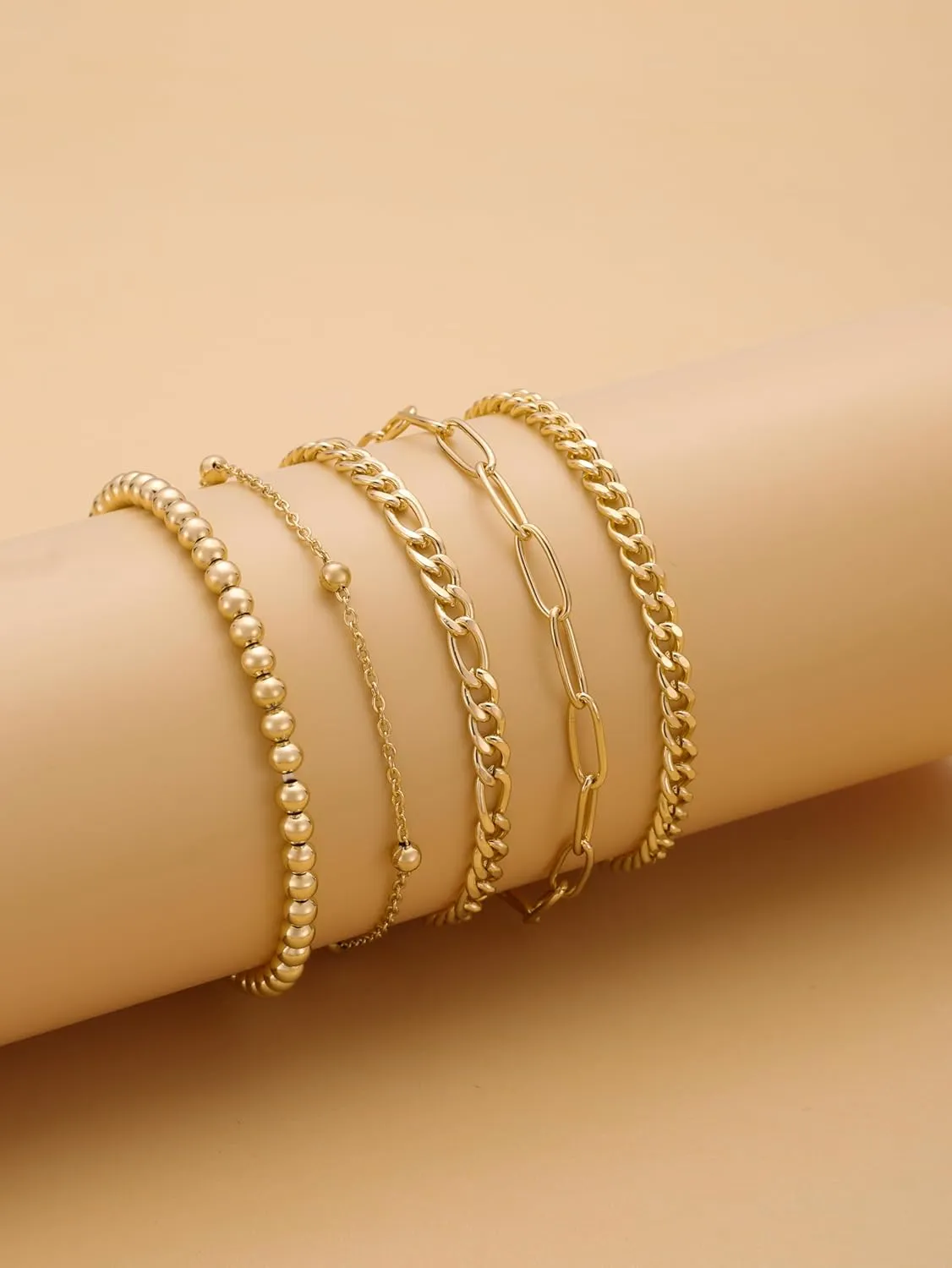 Jwicklirrng-Waterproof Gold Bracelets Set for Women Trendy, Dainty 14K Real Gold Plated Jewelry Fashion Stackable Tennis Beaded Figaro Herringbone Paperclip Link Bracelet Pack Stack Gifts for Women