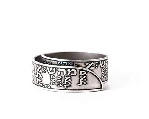 Kabbalah ring, 72 names of god Jewish ring, Unisex 925 sterling silver plated open adjustable ring, Handmade Israeli Hebrew Faith Spiritual Jewelry gift for men and women