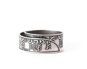 Kabbalah Silver Ring, 72 Names of God Jewish Ring, Unisex 925 Sterling Silver Open Adjustable Ring, Israeli Hebrew Faith Spiritual Jewelry Gift For Men and Women, Handmade By Hallel Jewelry