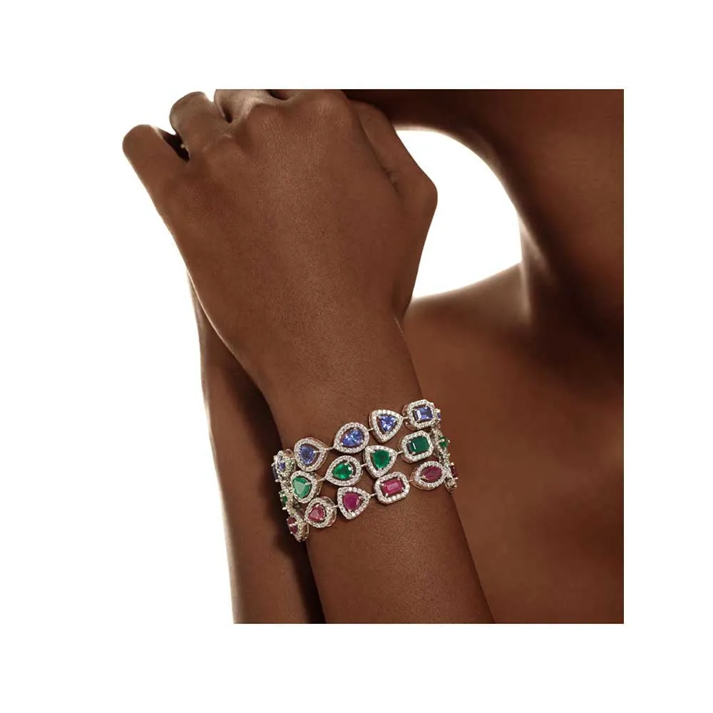 Kaj Fine Jewellery Emerald Diamond Bracelet in 18KT Yellow Gold